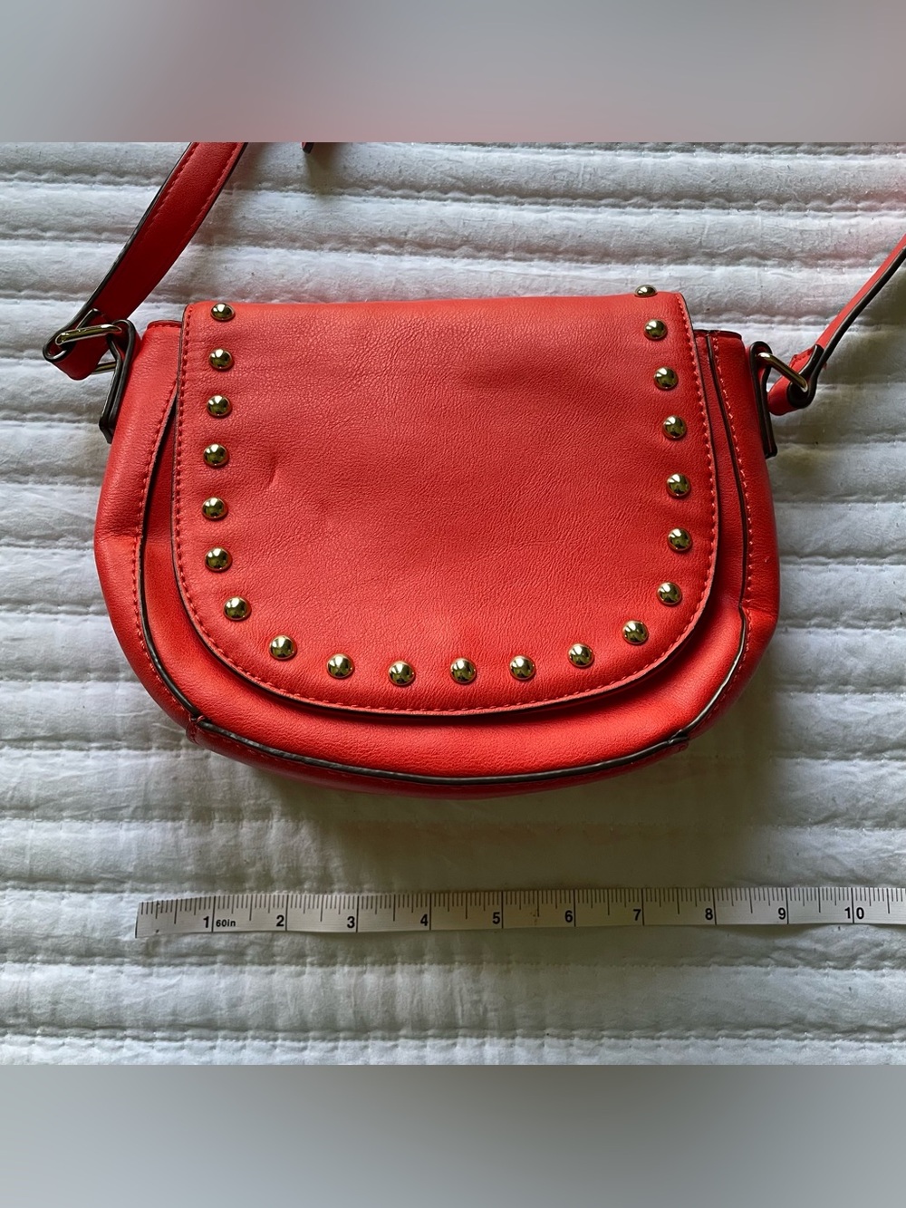 JustFab Orange Studded Saddle Crossbody Purse - Picture 11 of 11